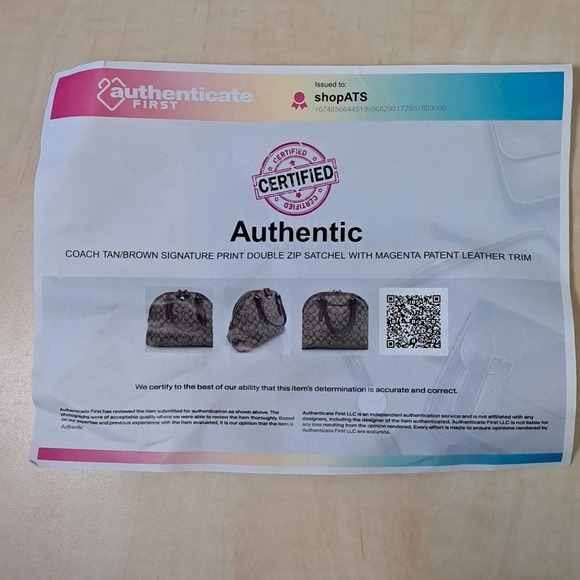 Coach Peyton Signature Cora Dome Satchel in Khaki and Plum - Picture 11 of 11